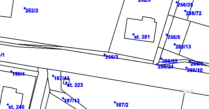 Parcela st. 256/3 v KÚ Pavlíkov, Katastrální mapa