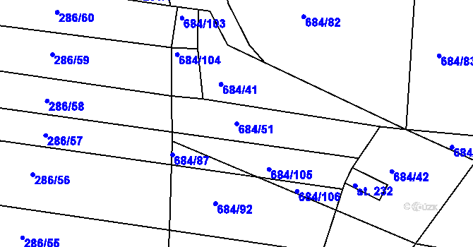 Parcela st. 684/51 v KÚ Pavlíkov, Katastrální mapa