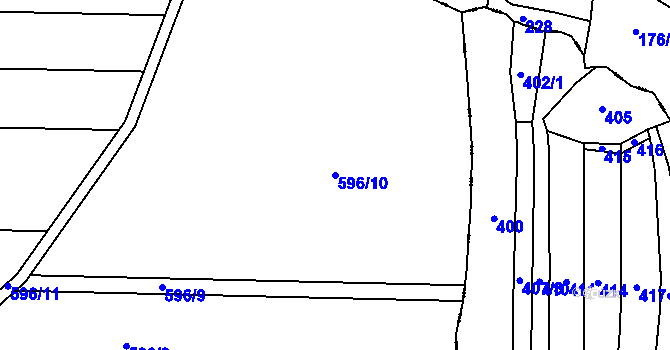 Parcela st. 596/10 v KÚ Pavlíkov, Katastrální mapa