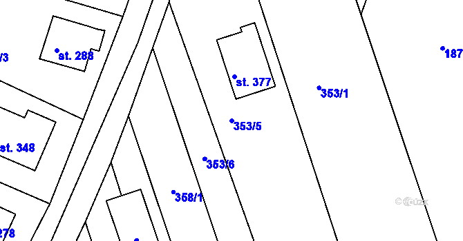 Parcela st. 353/5 v KÚ Pavlíkov, Katastrální mapa