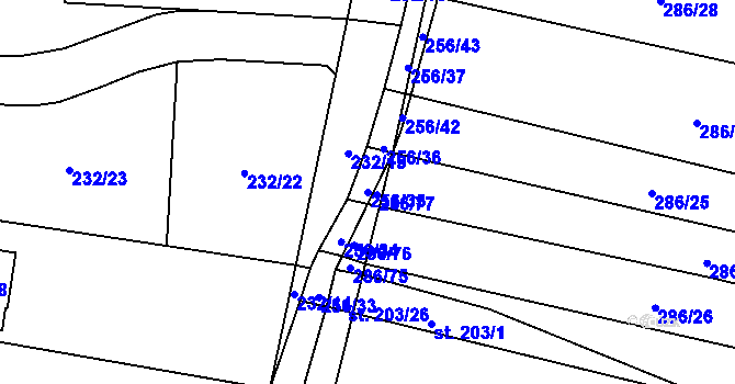 Parcela st. 256/35 v KÚ Pavlíkov, Katastrální mapa