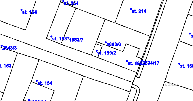 Parcela st. 199/2 v KÚ Pavlíkov, Katastrální mapa
