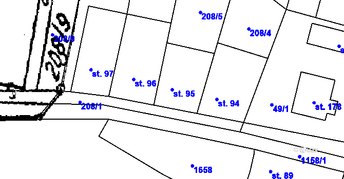 Parcela st. 95 v KÚ Pavlínov, Katastrální mapa