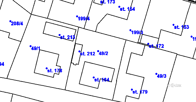 Parcela st. 49/2 v KÚ Pavlínov, Katastrální mapa
