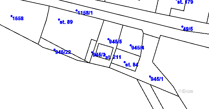 Parcela st. 211 v KÚ Pavlínov, Katastrální mapa