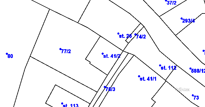 Parcela st. 41/2 v KÚ Pavlišov, Katastrální mapa