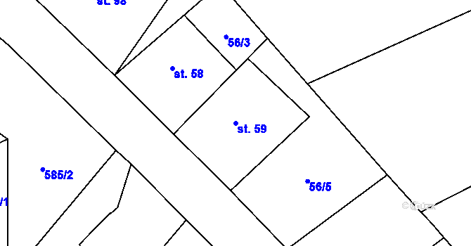 Parcela st. 59 v KÚ Pavlišov, Katastrální mapa