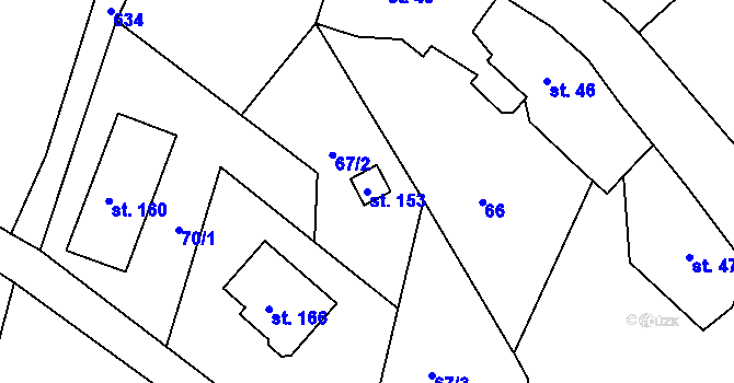 Parcela st. 153 v KÚ Pavlišov, Katastrální mapa