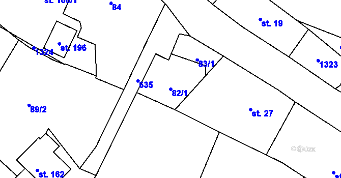 Parcela st. 82/1 v KÚ Pavlišov, Katastrální mapa