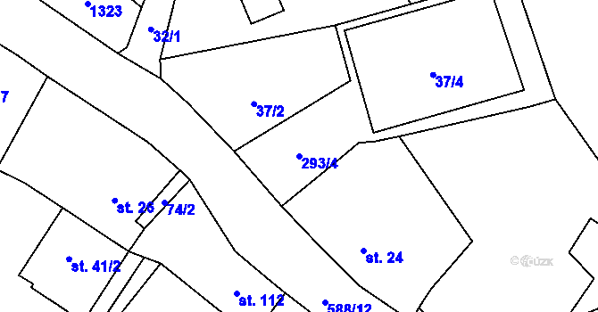 Parcela st. 293/4 v KÚ Pavlišov, Katastrální mapa