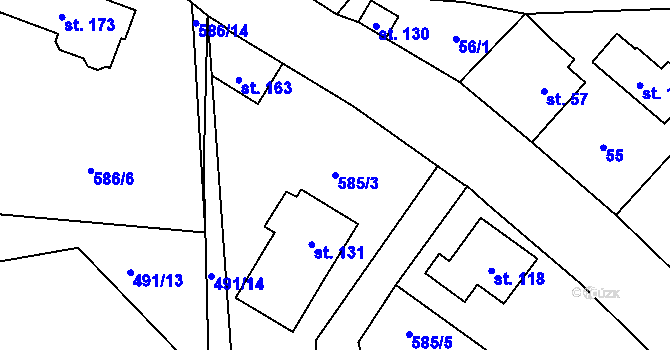 Parcela st. 585/3 v KÚ Pavlišov, Katastrální mapa