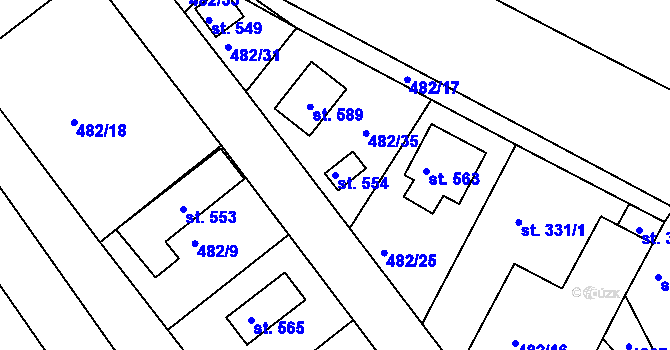 Parcela st. 554 v KÚ Pavlov u Unhoště, Katastrální mapa