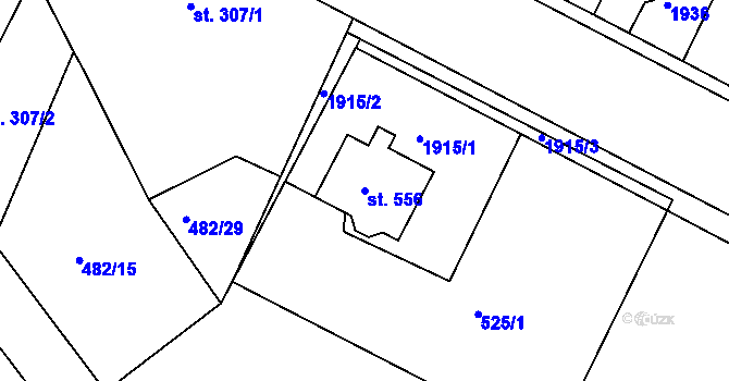 Parcela st. 556 v KÚ Pavlov u Unhoště, Katastrální mapa