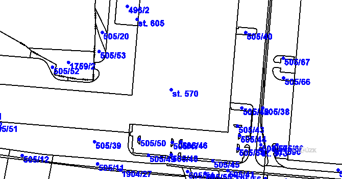 Parcela st. 570 v KÚ Pavlov u Unhoště, Katastrální mapa