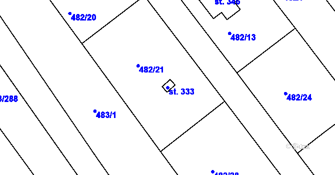 Parcela st. 333 v KÚ Pavlov u Unhoště, Katastrální mapa