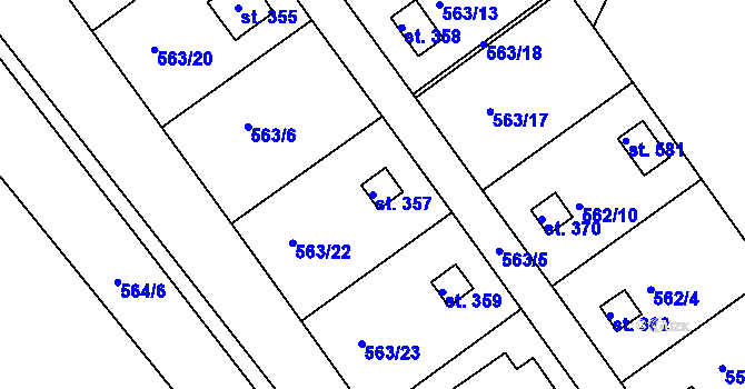 Parcela st. 357 v KÚ Pavlov u Unhoště, Katastrální mapa