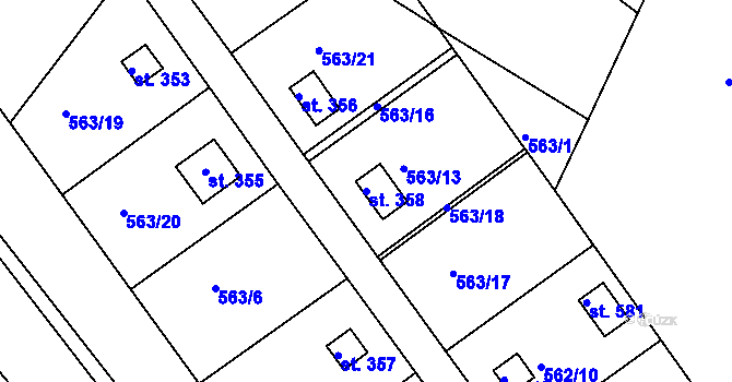 Parcela st. 358 v KÚ Pavlov u Unhoště, Katastrální mapa