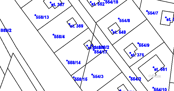 Parcela st. 368/1 v KÚ Pavlov u Unhoště, Katastrální mapa