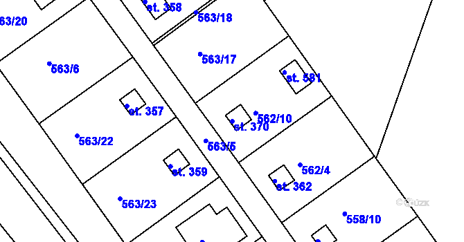 Parcela st. 370 v KÚ Pavlov u Unhoště, Katastrální mapa