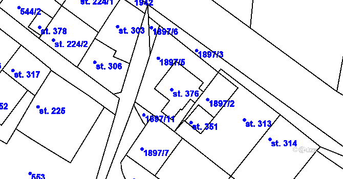 Parcela st. 376 v KÚ Pavlov u Unhoště, Katastrální mapa
