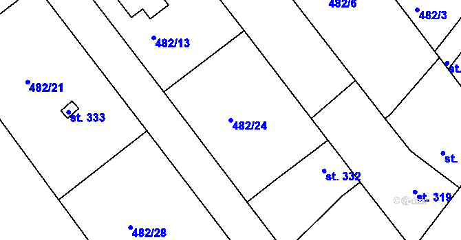 Parcela st. 482/24 v KÚ Pavlov u Unhoště, Katastrální mapa
