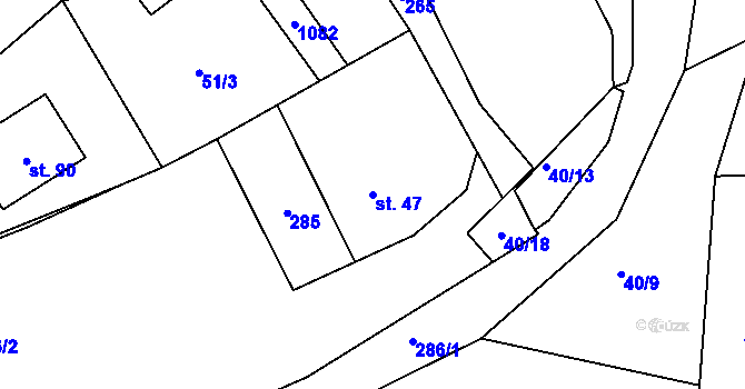Parcela st. 47 v KÚ Pavlov u Rynárce, Katastrální mapa