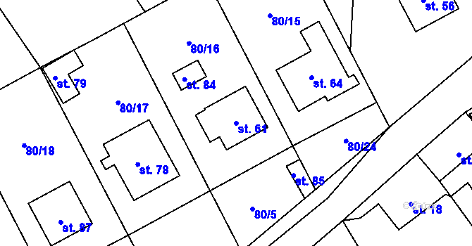 Parcela st. 61 v KÚ Pavlov u Rynárce, Katastrální mapa
