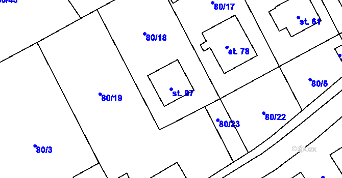 Parcela st. 87 v KÚ Pavlov u Rynárce, Katastrální mapa