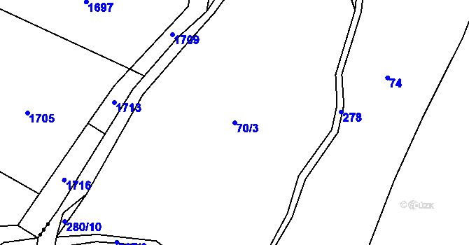 Parcela st. 70/3 v KÚ Pavlov u Rynárce, Katastrální mapa