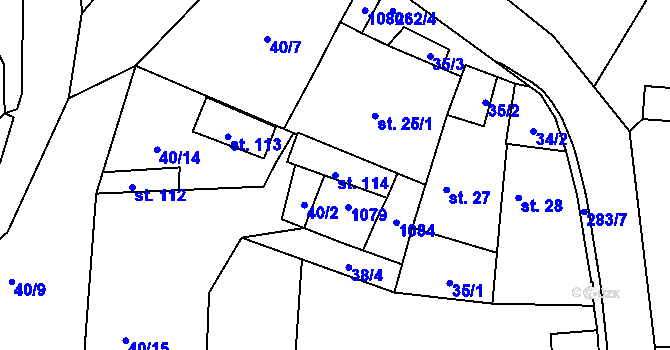 Parcela st. 114 v KÚ Pavlov u Rynárce, Katastrální mapa