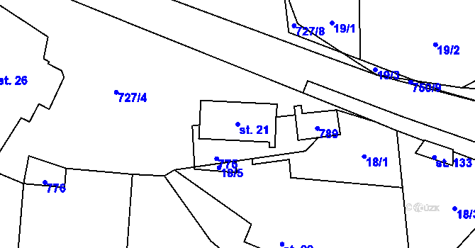Parcela st. 21 v KÚ Pavlov u Ledče nad Sázavou, Katastrální mapa