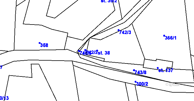 Parcela st. 38 v KÚ Pavlov u Ledče nad Sázavou, Katastrální mapa