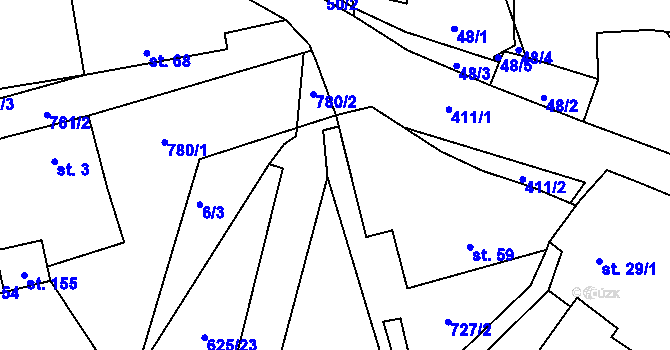 Parcela st. 625/20 v KÚ Pavlov u Ledče nad Sázavou, Katastrální mapa