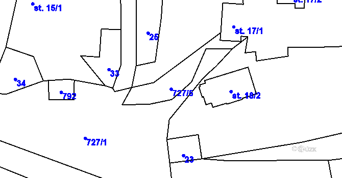 Parcela st. 727/5 v KÚ Pavlov u Ledče nad Sázavou, Katastrální mapa