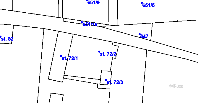 Parcela st. 72/2 v KÚ Pavlov u Ledče nad Sázavou, Katastrální mapa