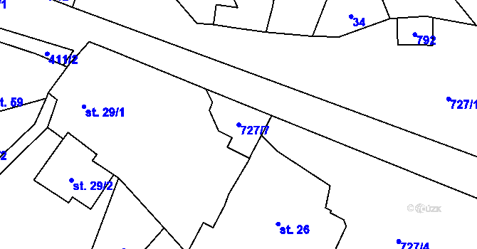 Parcela st. 727/7 v KÚ Pavlov u Ledče nad Sázavou, Katastrální mapa