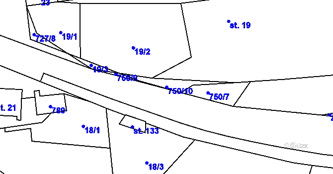 Parcela st. 750/10 v KÚ Pavlov u Ledče nad Sázavou, Katastrální mapa