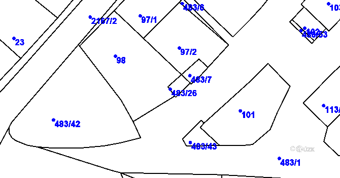 Parcela st. 483/26 v KÚ Pavlov u Dolních Věstonic, Katastrální mapa
