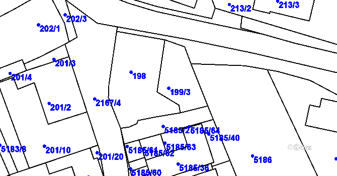 Parcela st. 199/3 v KÚ Pavlov u Dolních Věstonic, Katastrální mapa