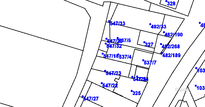 Parcela st. 547/18 v KÚ Pavlov u Dolních Věstonic, Katastrální mapa
