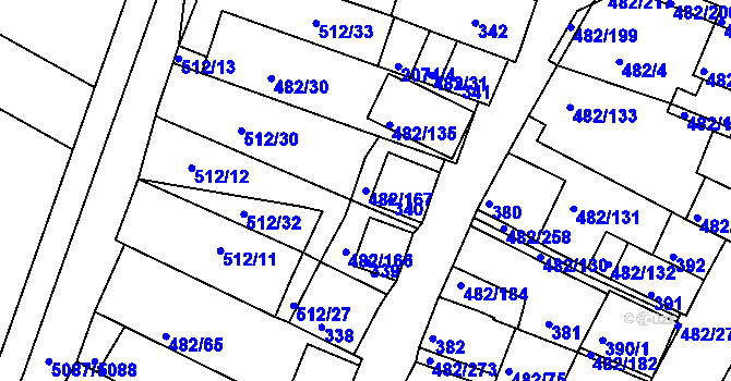 Parcela st. 482/167 v KÚ Pavlov u Dolních Věstonic, Katastrální mapa