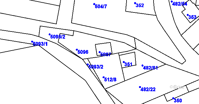 Parcela st. 5097 v KÚ Pavlov u Dolních Věstonic, Katastrální mapa
