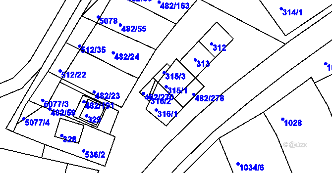 Parcela st. 315/1 v KÚ Pavlov u Dolních Věstonic, Katastrální mapa
