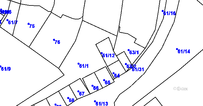 Parcela st. 61/12 v KÚ Pavlov u Dolních Věstonic, Katastrální mapa