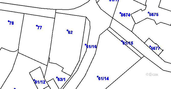 Parcela st. 61/16 v KÚ Pavlov u Dolních Věstonic, Katastrální mapa