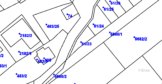 Parcela st. 61/23 v KÚ Pavlov u Dolních Věstonic, Katastrální mapa