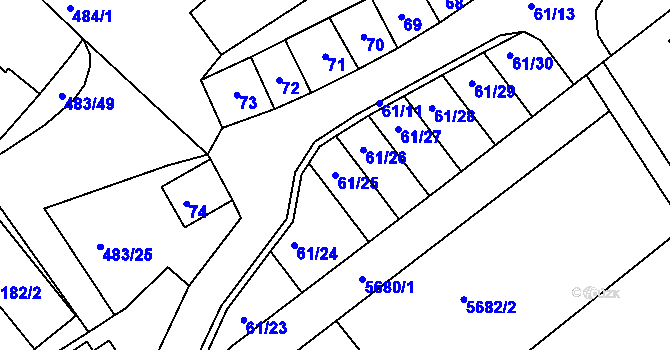 Parcela st. 61/25 v KÚ Pavlov u Dolních Věstonic, Katastrální mapa