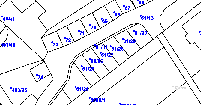 Parcela st. 61/27 v KÚ Pavlov u Dolních Věstonic, Katastrální mapa