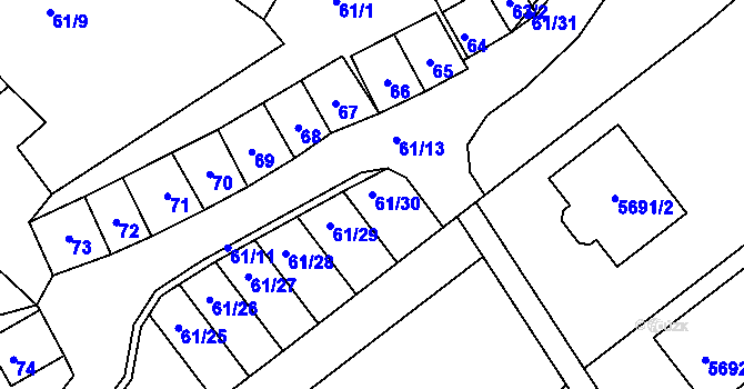 Parcela st. 61/30 v KÚ Pavlov u Dolních Věstonic, Katastrální mapa
