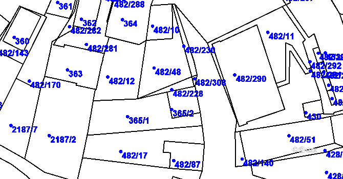 Parcela st. 482/228 v KÚ Pavlov u Dolních Věstonic, Katastrální mapa